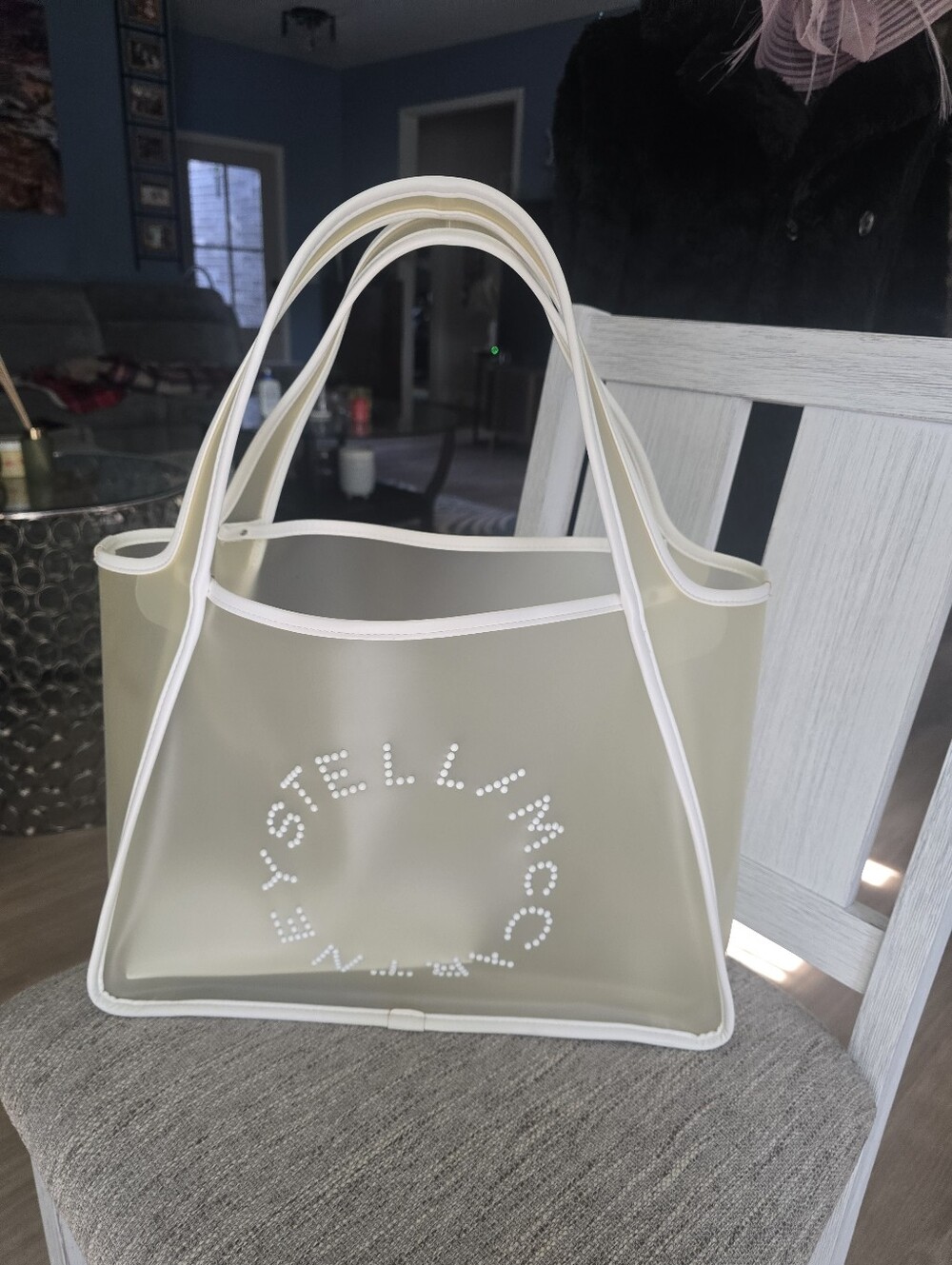 Authentic Stella Mccartney Transparent Tote Bag with Logo Accent